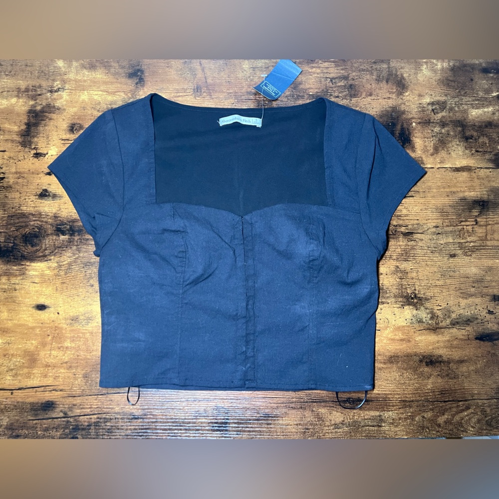 Abercrombie & fitch black Short Sleeve corset  Top small